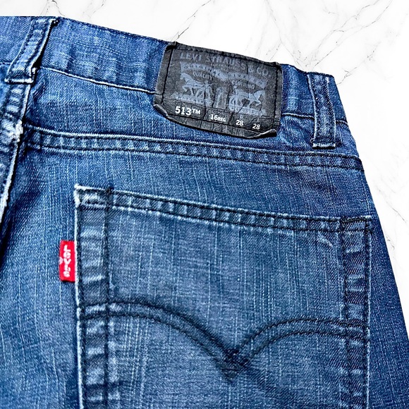 Levi's 513 Slim Straight Fit Jeans Dark Indigo Kids Size 16R 28x28 - Picture 5 of 10